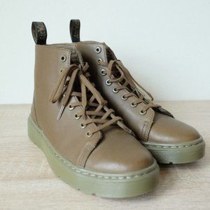 Dr. Martens Army Green Talib Leather Lace Up Platform Combat Ankle Boots, L10